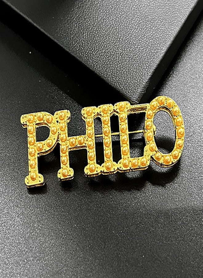 بروش من المعدن المقلد على شكل لؤلؤة، يحمل شعار جمعية الأخوات "فيلو" (PHILO) النسائية الجميلة. - Image 4